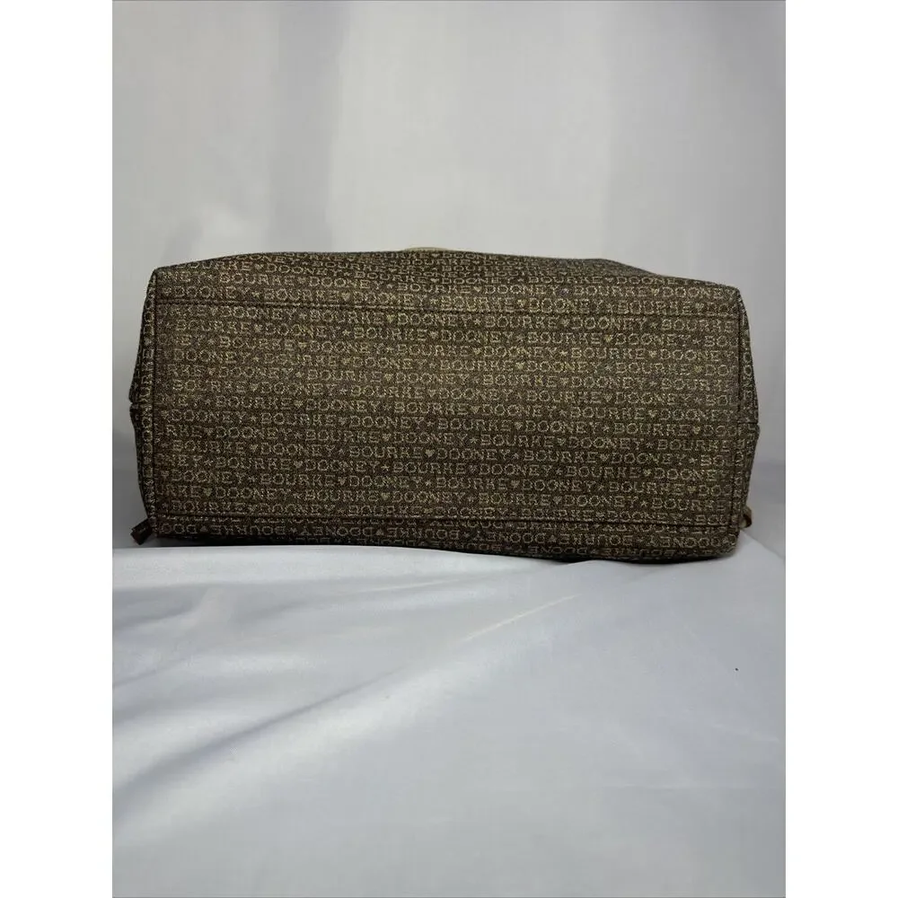 Brown And Gold Dooney and Bourke Small Print chiara tote Handbag Purse - Picture 5 of 11